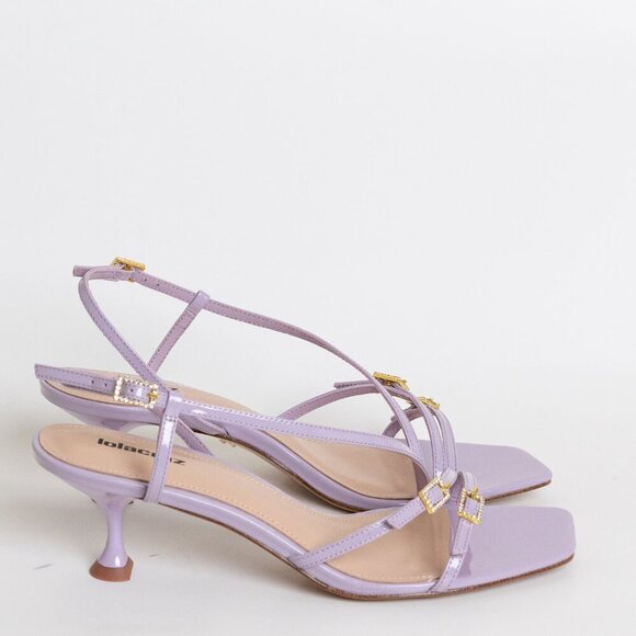 Anthropologie Lola Cruz Julia Sandals Kitten Heel Slingback Leather Lilac EU 38 - Picture 2 of 15